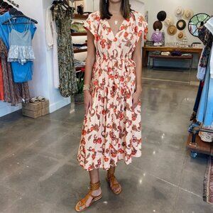 ALC beige pink paisley floral print cotton maxi dress